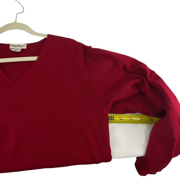 Eddie Bauer Wool Blend V-Neck Pullover Sweater Red L Tall Relaxed Fit Vibrant - Picture 7 of 9